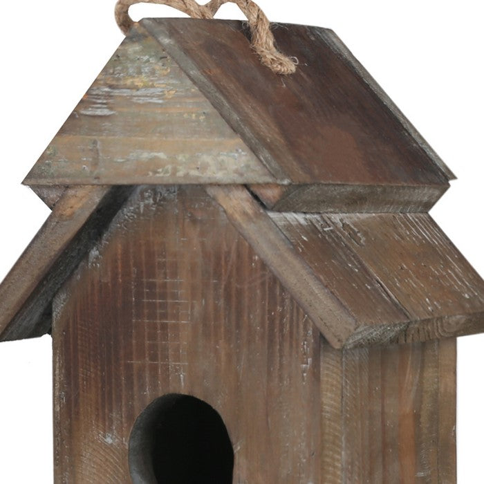 Wooden Bird House with Double Roof Design, Brown