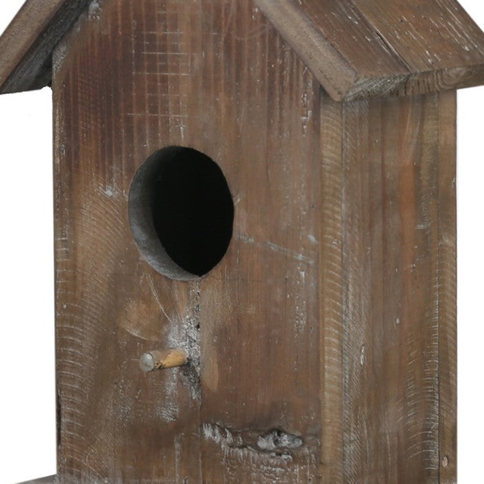 Wooden Bird House with Double Roof Design, Brown