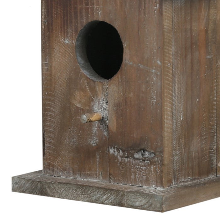 Wooden Bird House with Double Roof Design, Brown