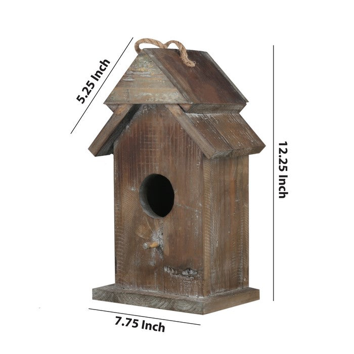 Wooden Bird House with Double Roof Design, Brown