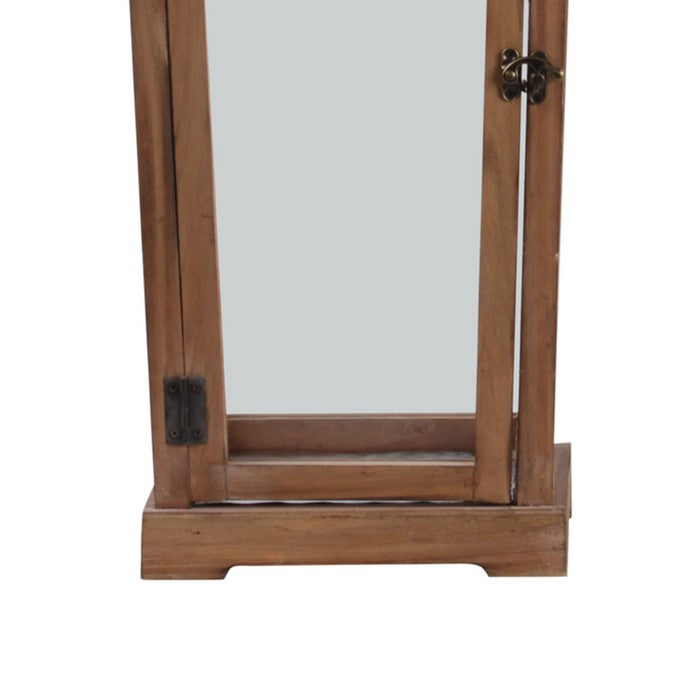 Wood and Metal Lanterns with Temple Top, Brown and Black, Set of 2