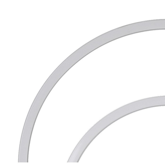 Metal Candle Holder with Abstract Ring Sculpture and Glass Hurricane, White