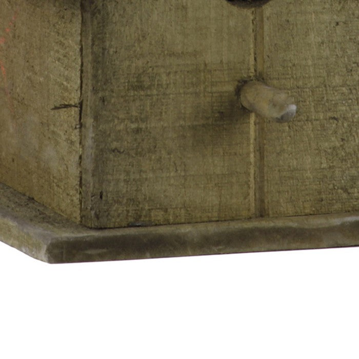 Wooden Bird House with Gable Roof Design and Metal Handle, Brown