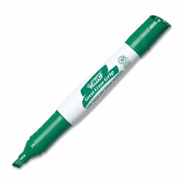 BIC Great Erase Grip XL Dry Erase Whiteboard Markers, Chisel Tip, Green, 12 per Box (GDEM11-GN)