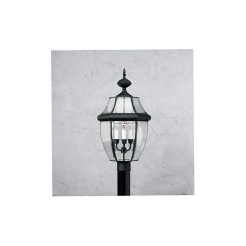 Forte Lighting 1604-03-04 Traditional 3-Light Exterior Post Lantern with Clear Beveled Glass, Black Finish