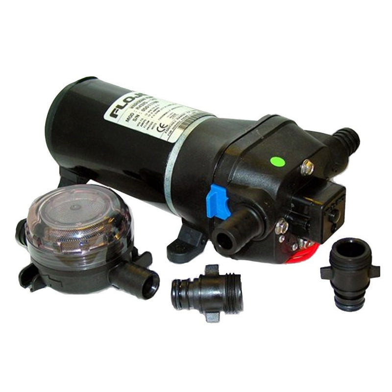 FloJet 04325143L Heavy Duty Automatic Deck Washdown Pump with Nozzle, 4.5 GPM, 40 PSI, 12 Volt, 6 Amp
