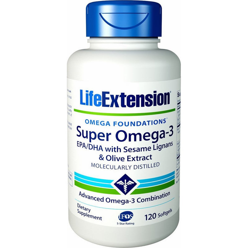 Life Extension Super Omega-3 EPA/DHA with Sesame Lignans & Olive Extract, 120 Softgels
