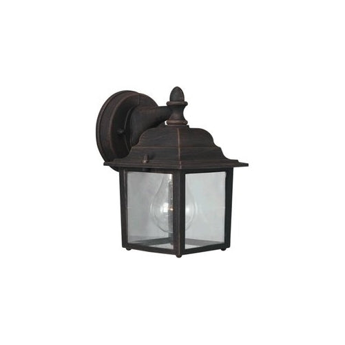 Forte Lighting 1745-01-28 Traditional 1 Light Exterior Wall Lantern, Painted Rust Finish with Clear Beveled Glass