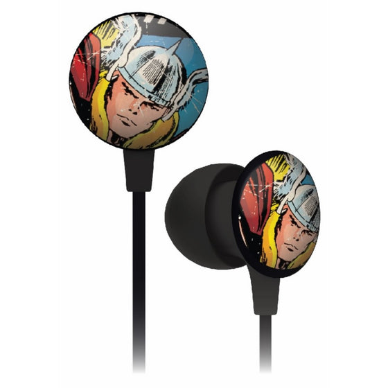 iHip MVF1030TH Marvel Vintage Series Printed Ear Buds, Thor Blue/Red/Yellow