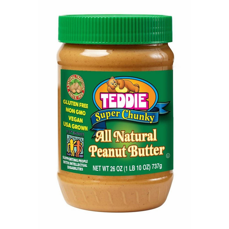 Teddie All Natural Peanut Butter, Super Chunky, 26-Ounce Jar (Pack of 3)