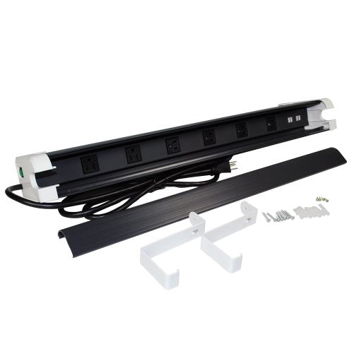 Wiremold/Legrand PX1004 Multi-Outlet Surge Protector With Cable Management, Grey/White