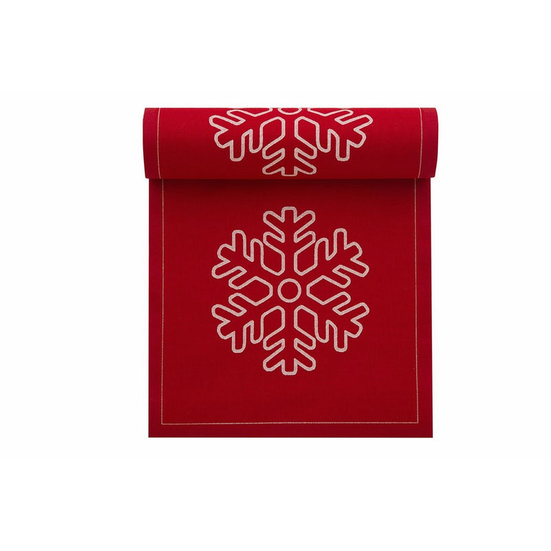 Cotton Printed Luncheon Napkin - 7.9 x 7.9 in - 20 units per roll - Red with White Snowflake