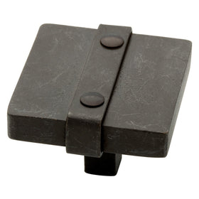Liberty 65177WI Iron Craft 1-1/2 in. Wrought Iron Riveted Square Cabinet Knob, Wrought Iron