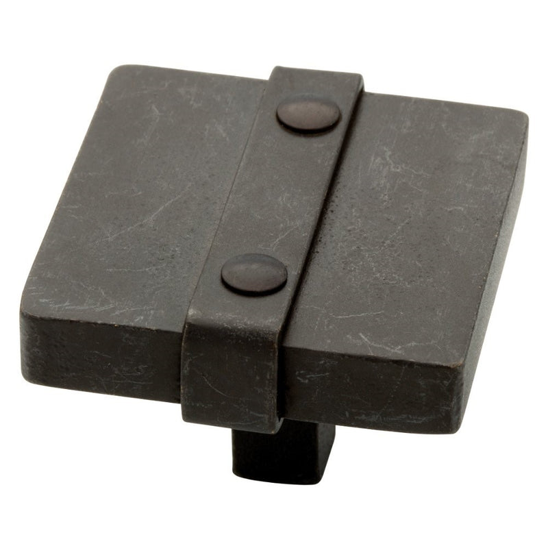 Liberty 65177WI Iron Craft 1-1/2 in. Wrought Iron Riveted Square Cabinet Knob, Wrought Iron