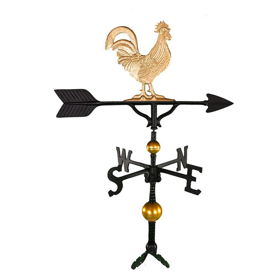 Montague Metal Products 32-Inch Deluxe Weathervane with Gold Rooster Ornament