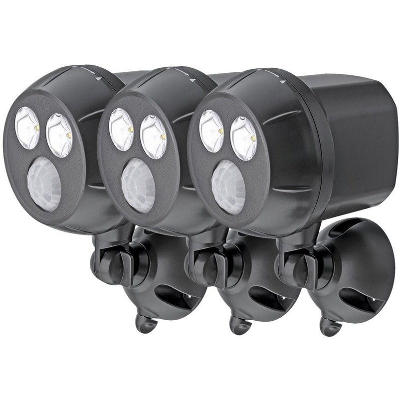 Mr Beams MB393 300-Lumen Weatherproof Wireless Battery Powered LED Ultra Bright Spotlight with Motion Sensor, Brown, 3-Pack