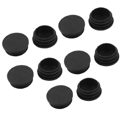 Plastic Round Tubing Tube Insert Caps Covers 38mm Dia 10 Pcs Black