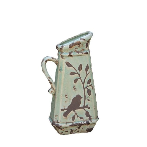 Your Heart's Delight Birds 'n Branches Pottery Pitcher, 6-1/4 by 13 by 3-Inch