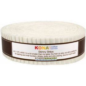 Robert Kaufman Skinny Strips Kona Solids Snow Colorway 40Pcs 1 2in