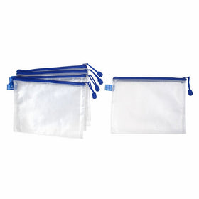 uxcell Plastic Zip Up Mesh Office School Paper Document File Holder Storage Bag 5pcs