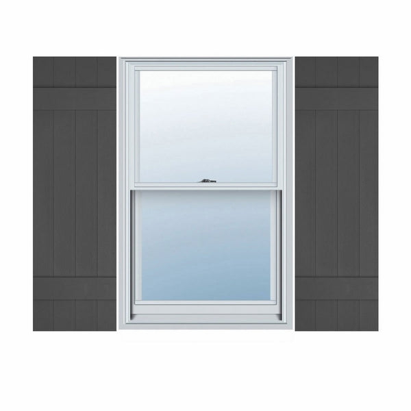 Ekena Millwork LJ4S14X03900TG Lifetime Vinyl, Standard Four Board Joined, Board-n-Batten Shutters, w/Installation Shutter-Lok's & Matching Screws (Per Pair), 14" W x 39" H, Tuxedo Grey