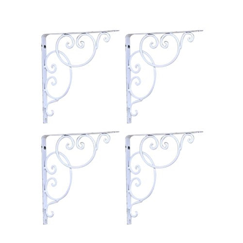 WINOMO Shelf Bracket Wall Mounted Scroll Shelf Brackets 4pcs (White)