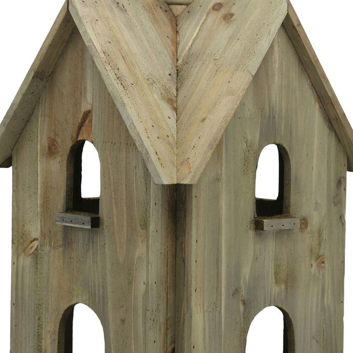 Wooden Bird House with 4 Windows and Doors, Brown