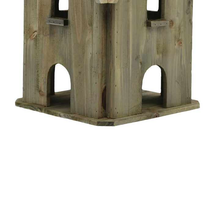 Wooden Bird House with 4 Windows and Doors, Brown
