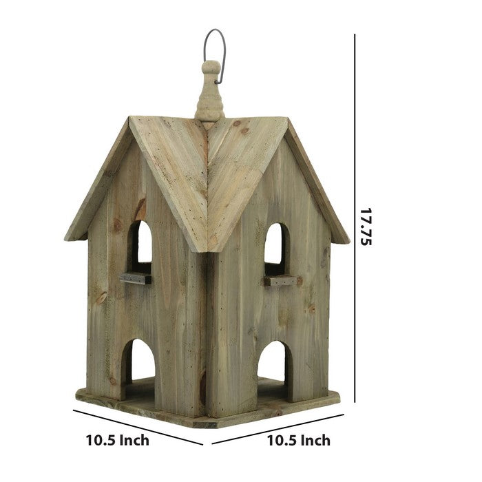 Wooden Bird House with 4 Windows and Doors, Brown