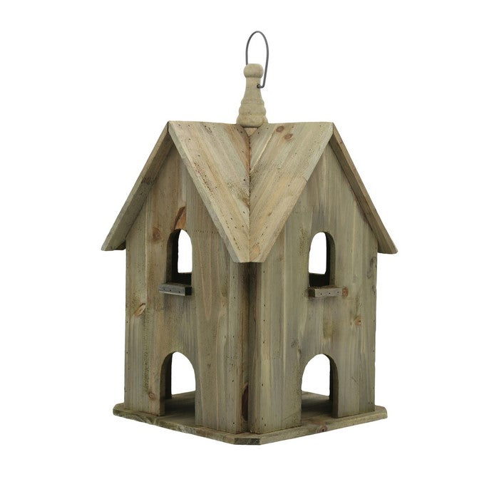Wooden Bird House with 4 Windows and Doors, Brown