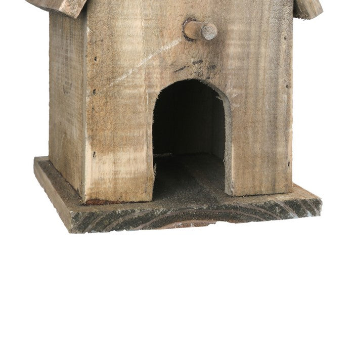 Wooden Bird House with Double Front Entrance and Back Door Entry, Brown