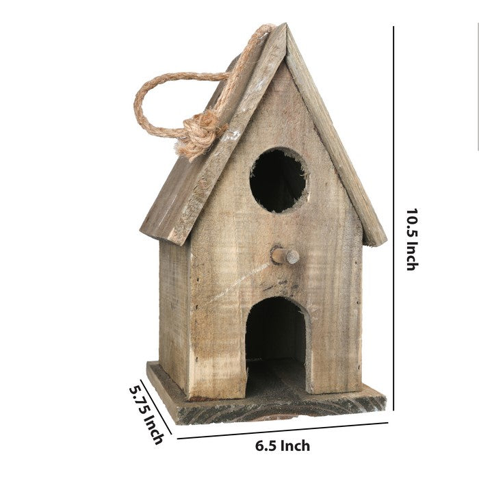 Wooden Bird House with Double Front Entrance and Back Door Entry, Brown