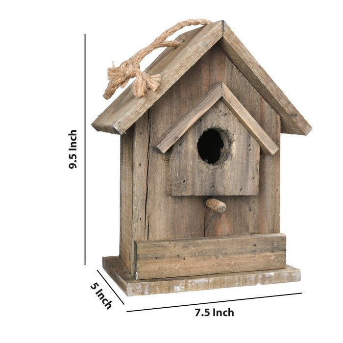 Wooden Bird House with Small Back Door Entry, Brown