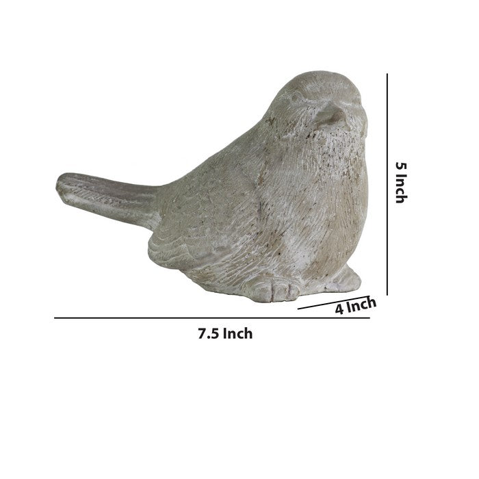 Cement Bird Figurine with Head Upward, Gray