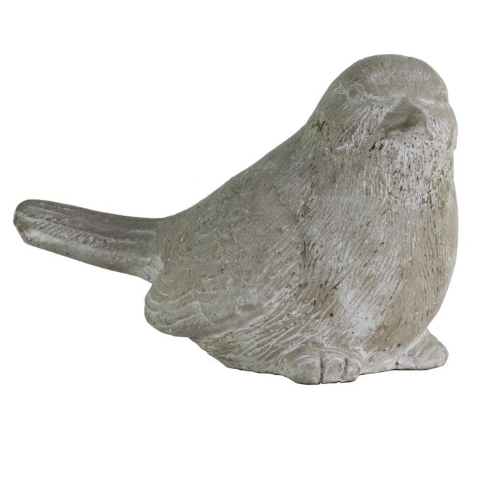 Cement Bird Figurine with Head Upward, Gray