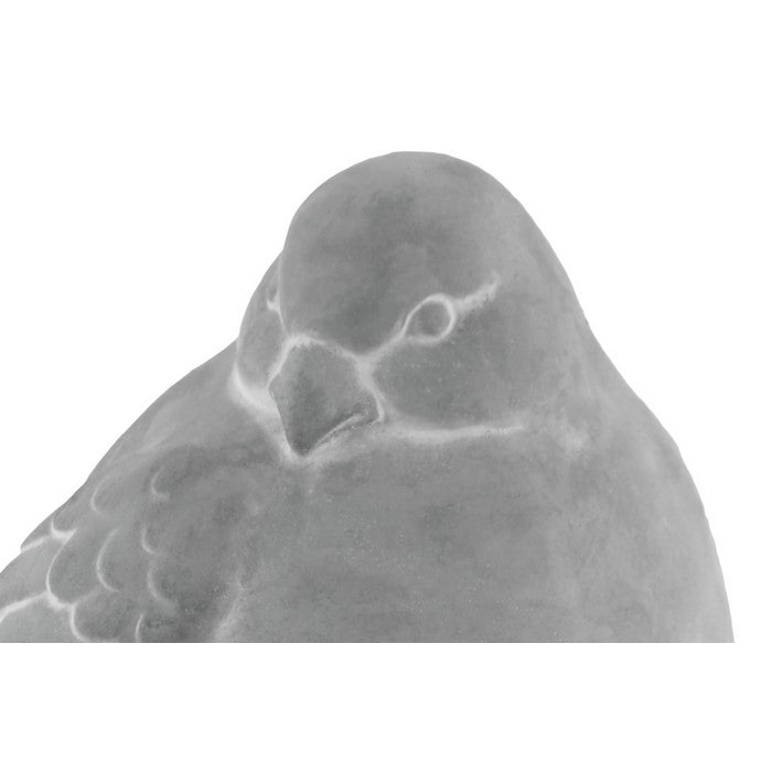 Traditional Cement Side Looking Sitting Bird, Washed Gray