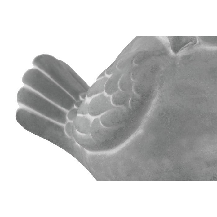 Traditional Cement Side Looking Sitting Bird, Washed Gray