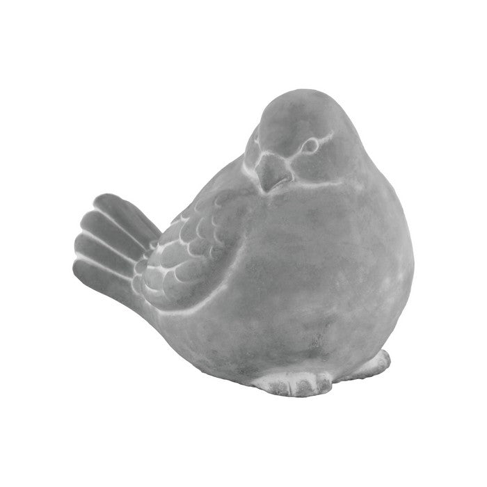 Traditional Cement Side Looking Sitting Bird, Washed Gray