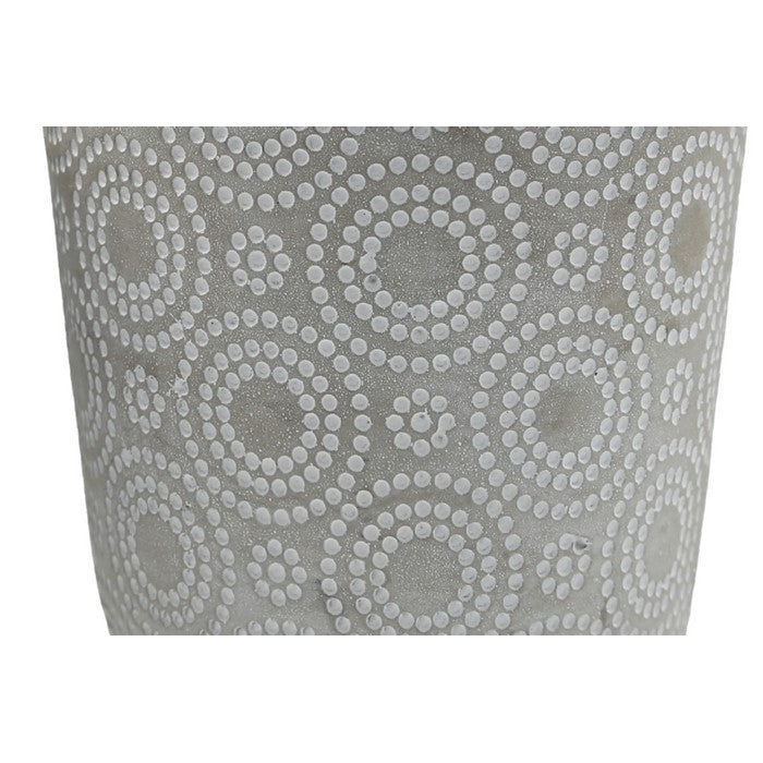 Cement Round Pot with Circle Pattern and Tapered Bottom Base,Set of 2,Gray