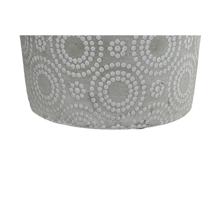 Cement Round Pot with Circle Pattern and Tapered Bottom Base,Set of 2,Gray