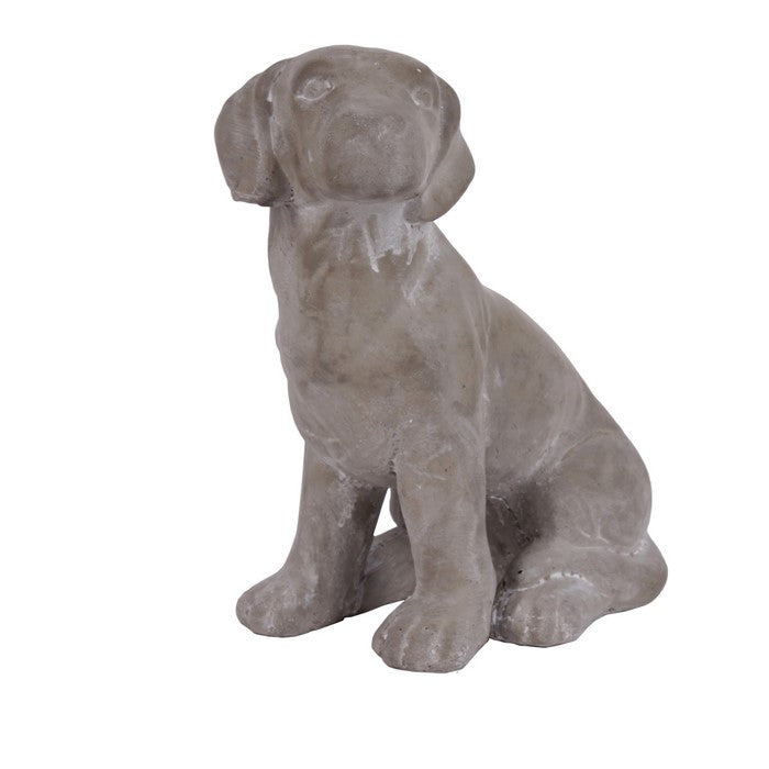 Cement Sitting Labrador Dog Breed Looking Towards Left, Concrete Gray
