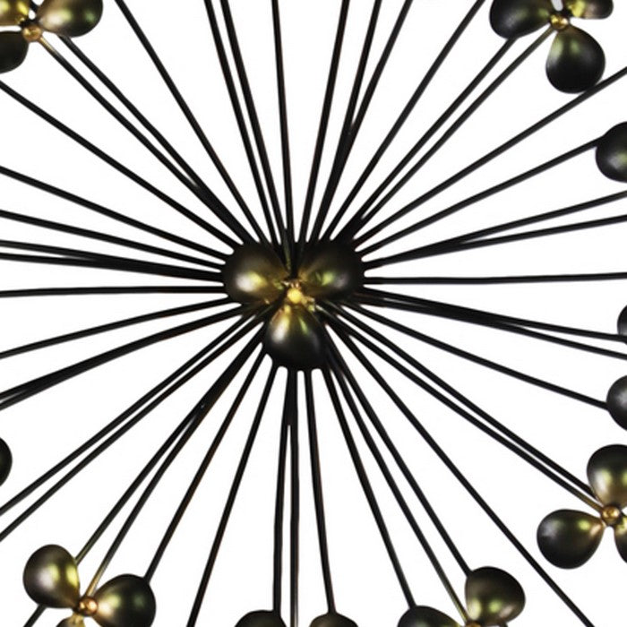 Metal Wall Decor with Radial Clover Leaf Design Pattern, Set of 3, Black