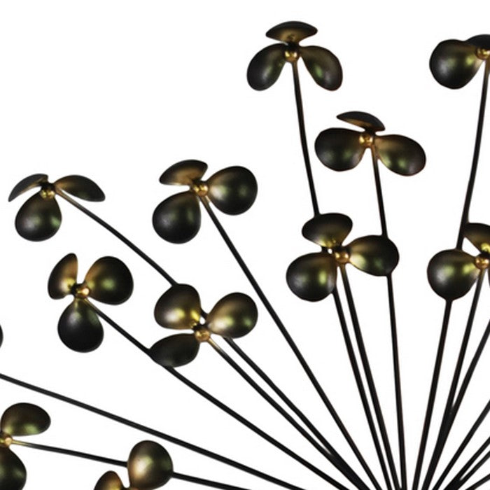 Metal Wall Decor with Radial Clover Leaf Design Pattern, Set of 3, Black