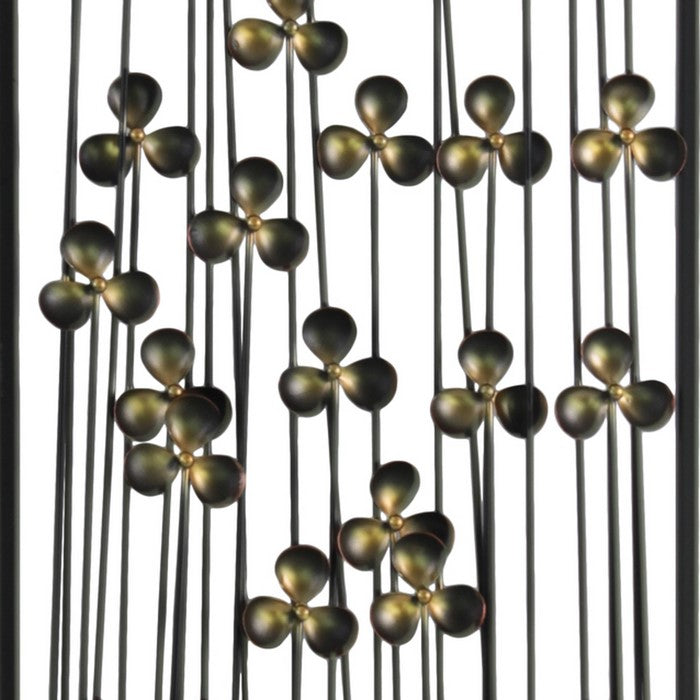 Metal Clover Leaf Design Wall Decor with Rectangular Frame, Black