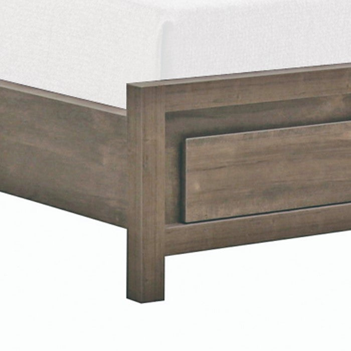 Queen Platform Bed Frame with 2 Drawer Footboard, Hazelnut Brown