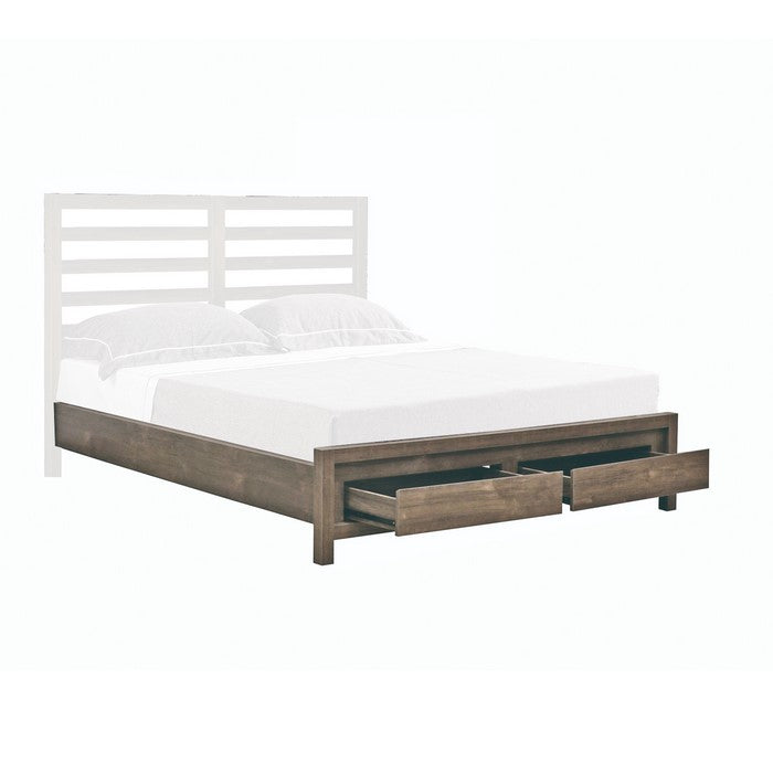 Queen Platform Bed Frame with 2 Drawer Footboard, Hazelnut Brown
