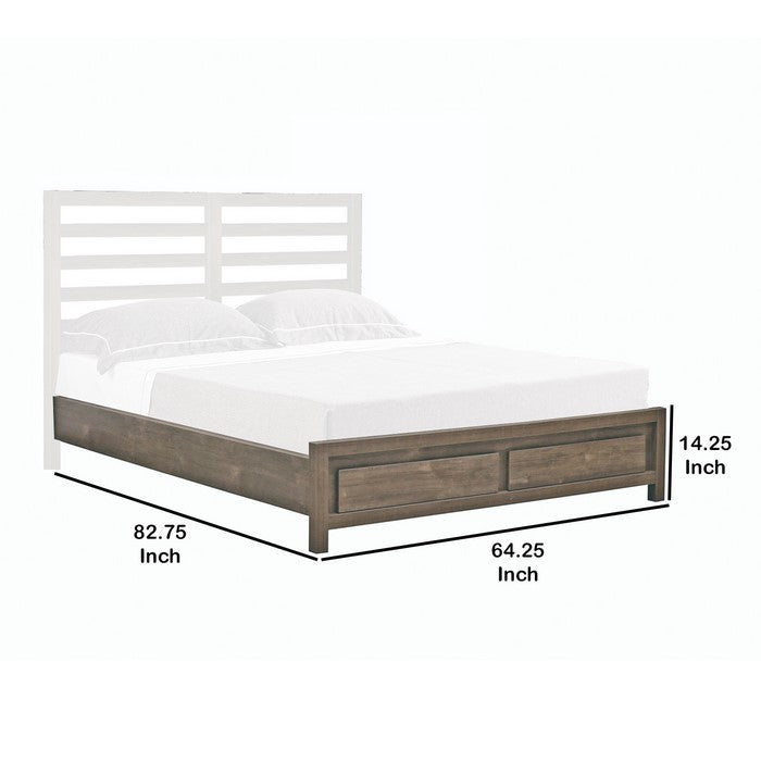 Queen Platform Bed Frame with 2 Drawer Footboard, Hazelnut Brown