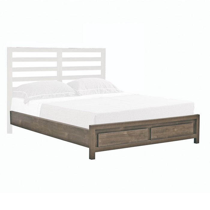 Queen Platform Bed Frame with 2 Drawer Footboard, Hazelnut Brown