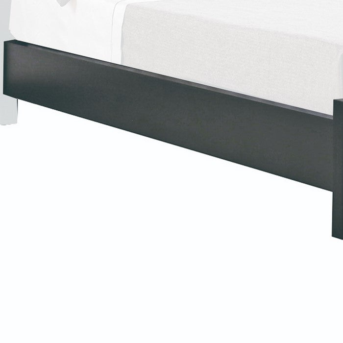 Queen Size Wooden Bed with Panel Footboard and Straight Legs, Black