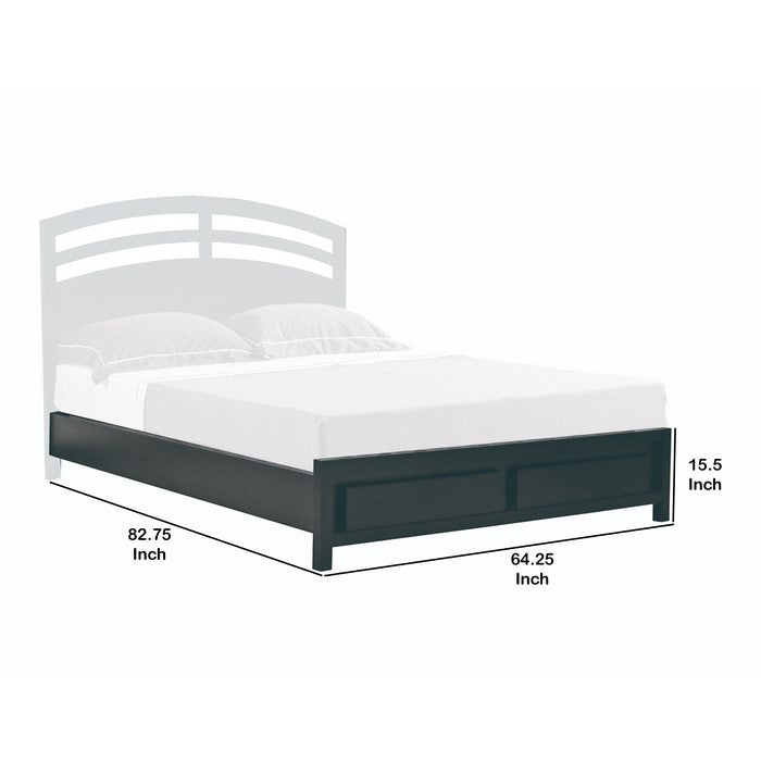Queen Size Wooden Bed with Panel Footboard and Straight Legs, Black